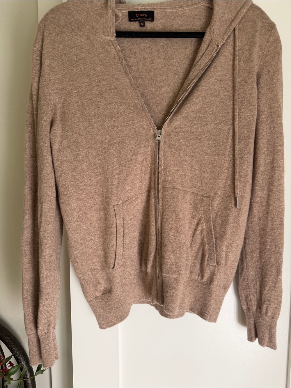 Quince Zip-Up Hoodie in Heathered Taupe